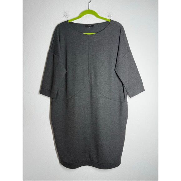 Bonita Women’s Grey Jersey Seam Detail Dress Pockets Size L See Description - Picture 1 of 12
